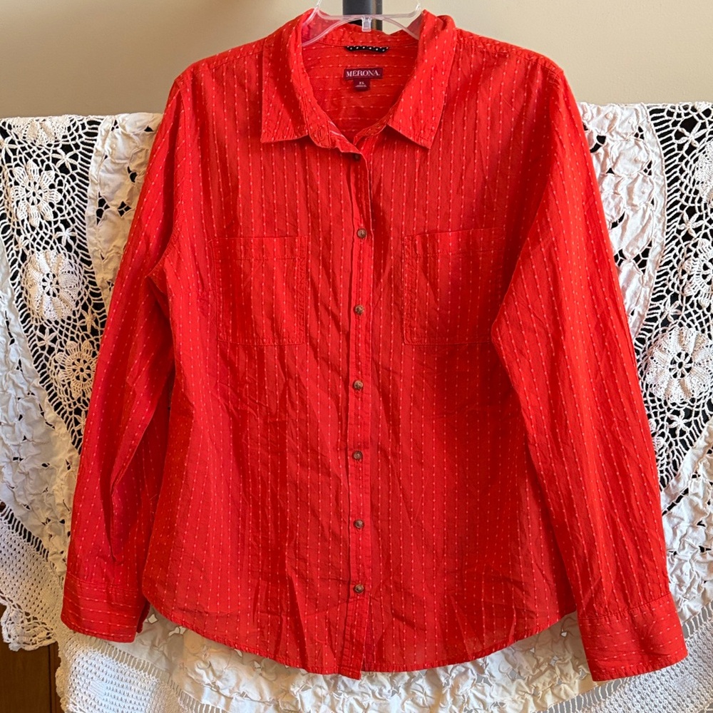 Merona Orange Button-Up Shirt NWT Size XL